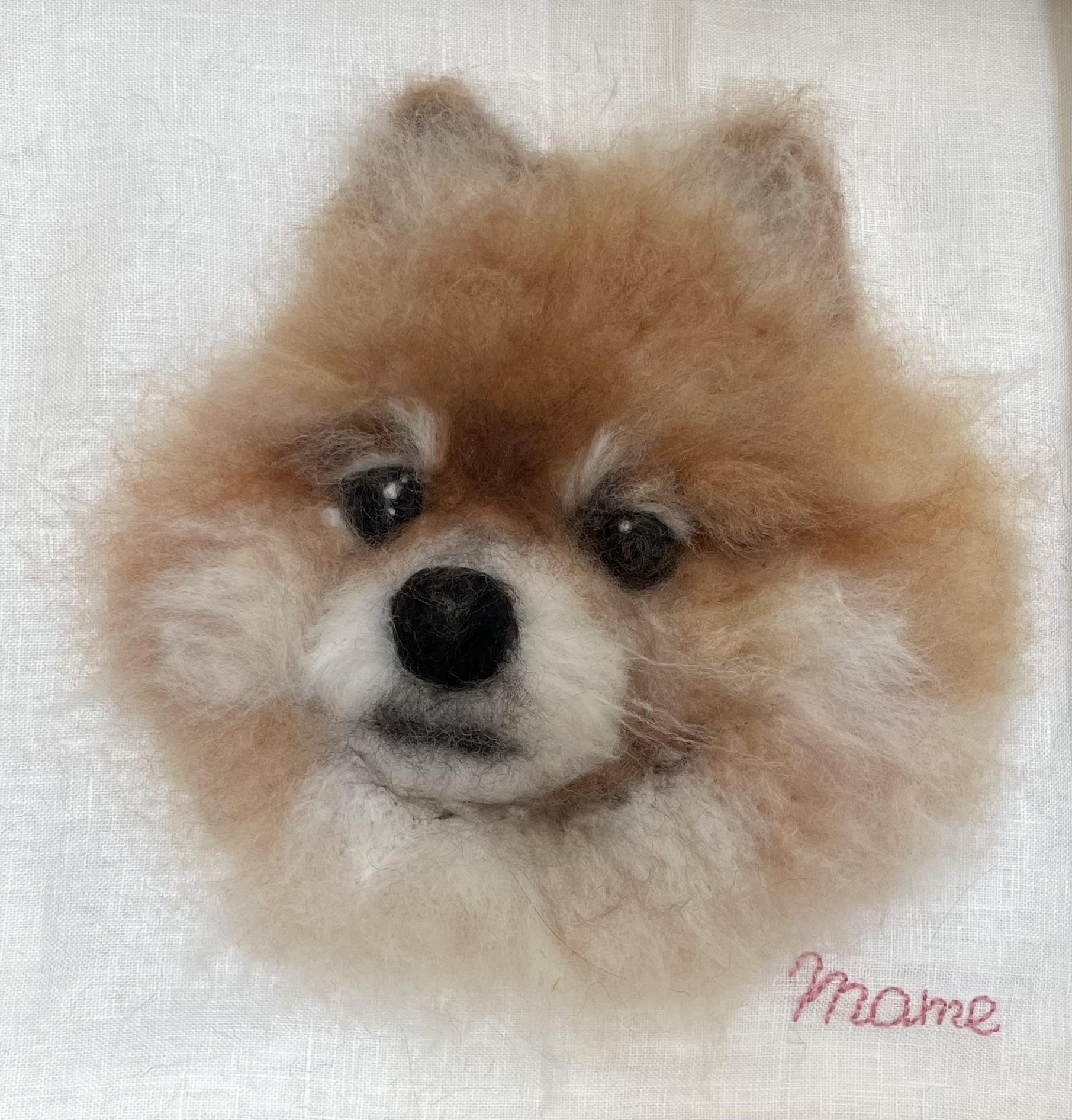 羊毛フェルト　犬ポートレート　うちの子オーダーメイド肖像画　30cm×30cm 28,500円