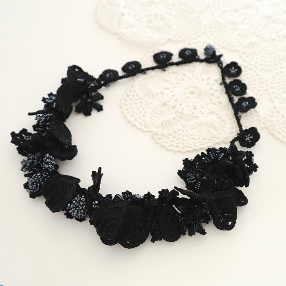 [Resale] OYA crochet necklace [BIJOU] Smoky Black 第2張的照片