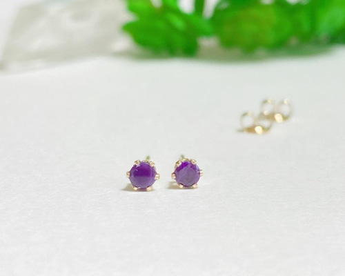 スギライト・14kgf☆petit.bijouピアス ピアス（スタッド・一粒