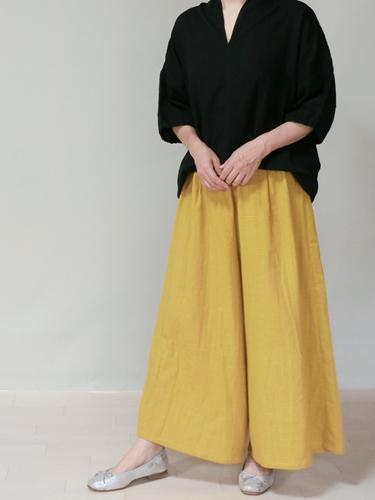 ダブルガーゼ　ガウチョパンツ◯マスタード