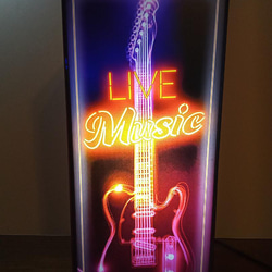 エレキギター 音楽 ライブ ミュージック ライブハウス カフェ バー サイン 看板 置物 雑貨 LEDライトBOX 1枚目の画像