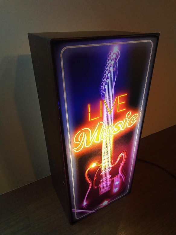 エレキギター 音楽 ライブ ミュージック ライブハウス カフェ バー サイン 看板 置物 雑貨 LEDライトBOX 2枚目の画像