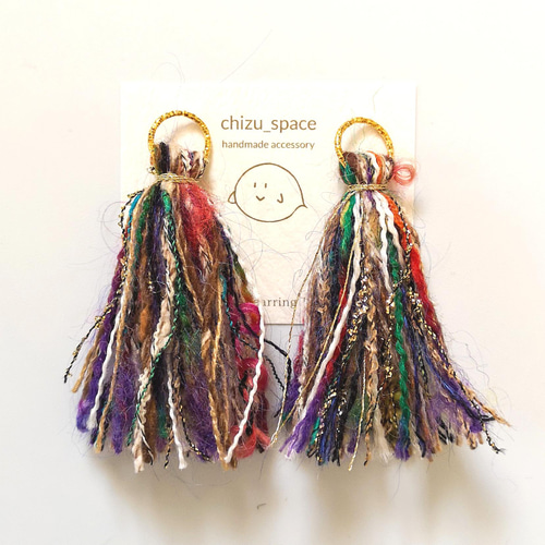 取引中　【sale】2way*エスニックカラーのタッセルのピアス/イヤリング sale】2way*カラフルなエスニックのタッセルのピアス/イヤリング