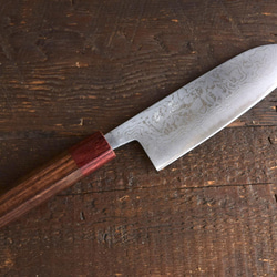 手造り鍛造 ダマスカス 多層鋼 三徳包丁 紫檀八角柄 包丁・ナイフ