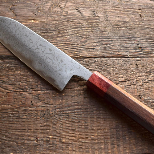 手造り鍛造 ダマスカス 多層鋼 三徳包丁 紫檀八角柄 包丁・ナイフ
