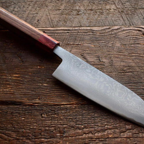 手造り鍛造 ダマスカス 多層鋼 三徳包丁 紫檀八角柄 包丁・ナイフ