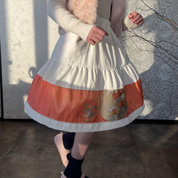 女の子用 コーデュロイ ＋ 帯  冬のフェミニンロングスカート 1枚目の画像