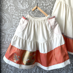 女の子用 コーデュロイ ＋ 帯  冬のフェミニンロングスカート 7枚目の画像