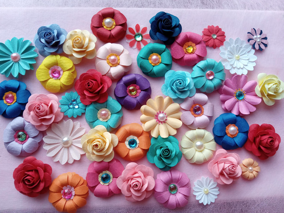 ペーパーフラワー詰め合わせ 30個 リーフ30個 計60個+ｵﾏｹ クラフト