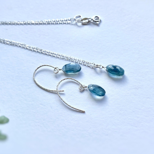 モスアクアマリンAAA+ のシンプルな首飾り SV925 ネックレス