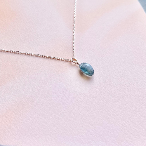 モスアクアマリンAAA+ のシンプルな首飾り SV925 ネックレス