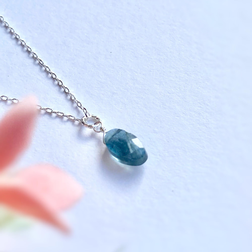 モスアクアマリンAAA+ のシンプルな首飾り SV925 ネックレス