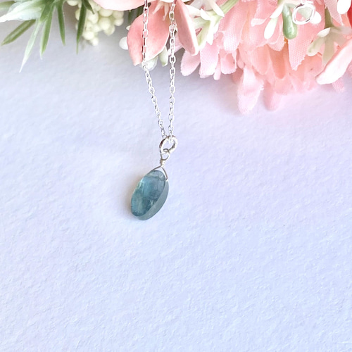 モスアクアマリンAAA+ のシンプルな首飾り SV925 ネックレス