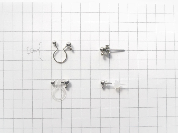 迷你水晶流蘇耳環（穿孔耳環）：透明銀 第6張的照片