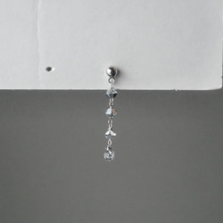 水晶流蘇耳環（穿孔耳環）：透明銀 第5張的照片