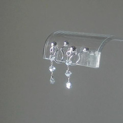 水晶流蘇耳環（穿孔耳環）：透明銀 第7張的照片