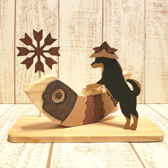 受注制作☆端午の節句☆黒柴 柴犬が遊ぶ五月人形☆こどもの日 受注制作☆端午の節句☆黒柴 柴犬が遊ぶ五月人形☆こどもの日