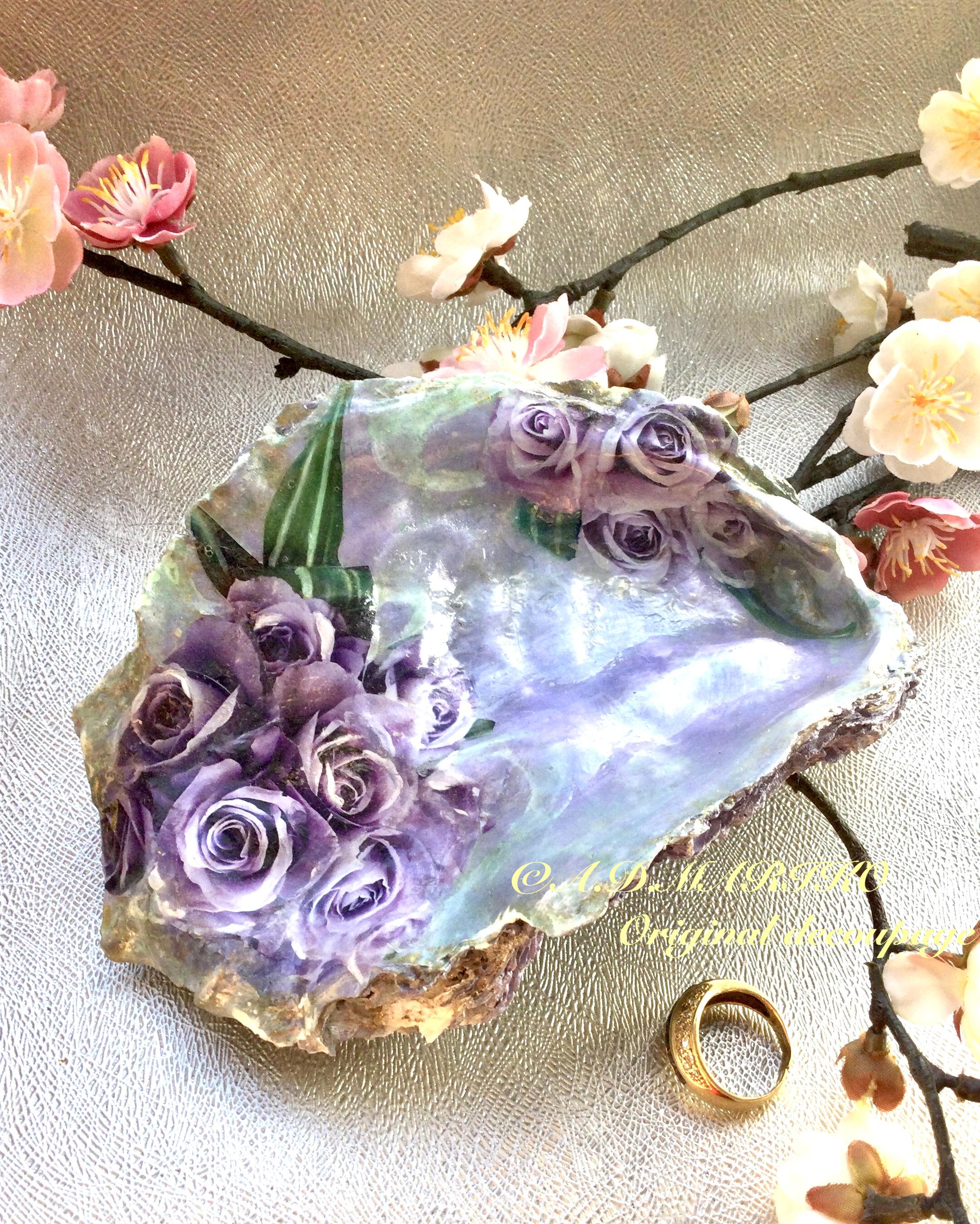 紫色の薔薇　エレガントな小物入れ飾り