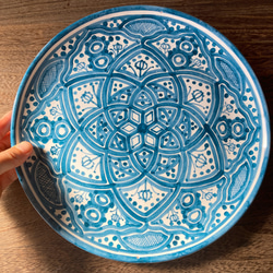 絵皿 26cm  GEO008 マヨリカ焼き イタリア陶器 幾何学模様 3枚目の画像