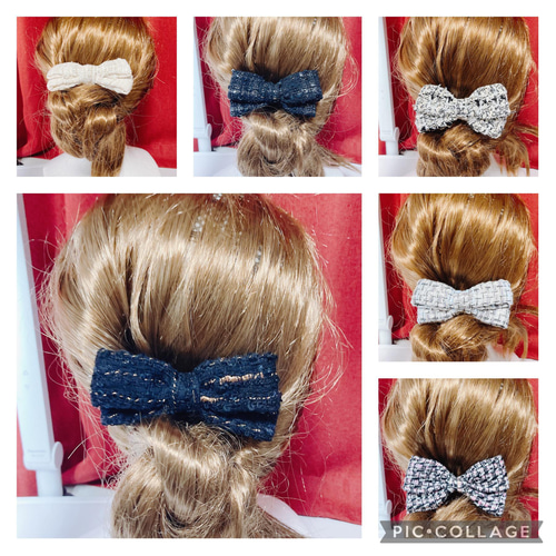 ハンドメイド リボン ファブリック フォーマル ツイード 入学式 卒園式