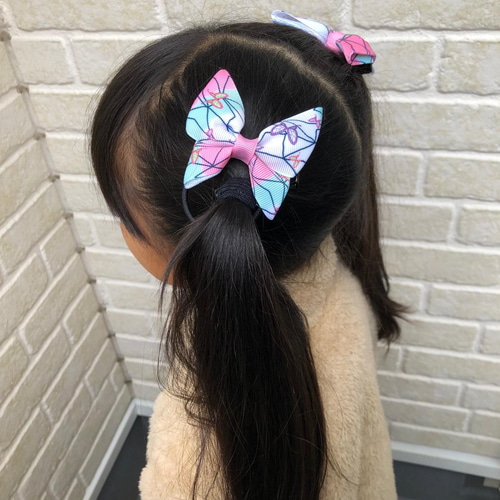 ハンドメイド ヘアゴム 蝶 リボン キラキラ かわいい 大人 お揃い チア