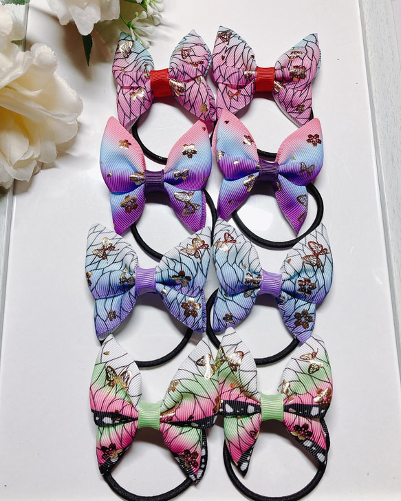 和柄シュシュ 髪留め ヘアゴム 蝶柄 羽織柄♡蝶々柄♡和柄蝶々ヘアゴム