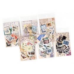 [A-00818] レトロ切手風ステッカー 46枚セット コラージュ素材 5枚目の画像