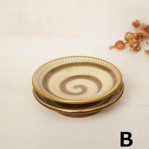 壺屋焼　やちむん　皿2点セット 壺屋焼 幸陶器 『うずまき4寸皿』2枚セット やちむん 中皿 幸
