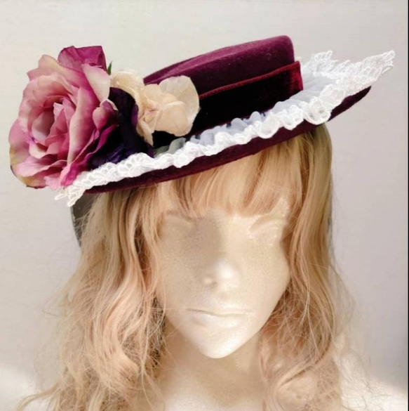 ロゼットキャノティエ（ボルドー×白） ハット lauralp 通販 13215035