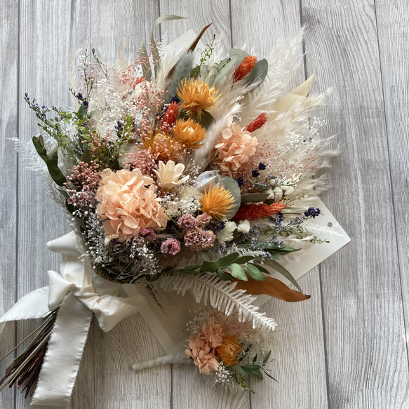 パンパスグラスと小花いっぱいのナチュラルブーケ　 10枚目の画像