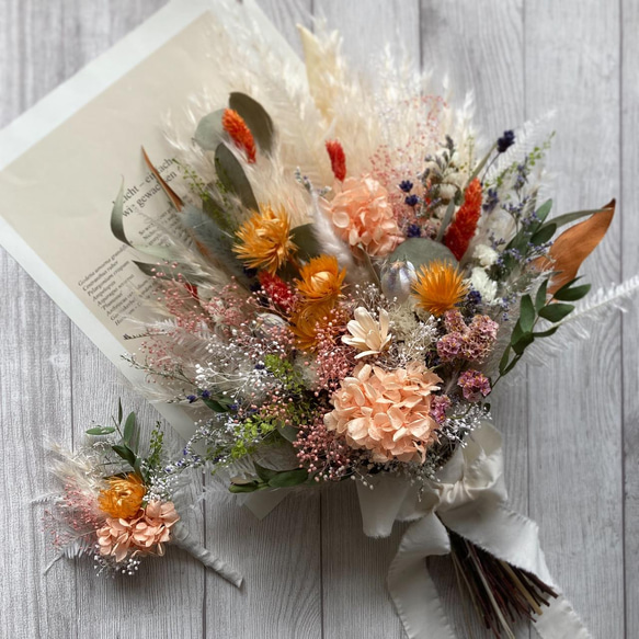 パンパスグラスと小花いっぱいのナチュラルブーケ　〜ラベンダーの香り〜 3枚目の画像