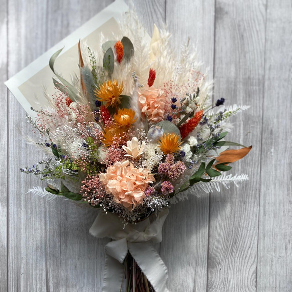パンパスグラスと小花いっぱいのナチュラルブーケ　〜ラベンダーの香り〜 8枚目の画像