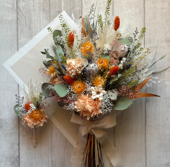 パンパスグラスと小花いっぱいのナチュラルブーケ　 16枚目の画像