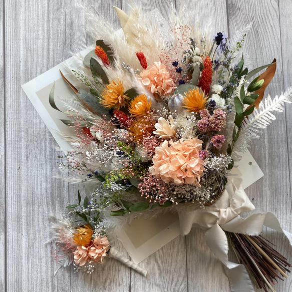 パンパスグラスと小花いっぱいのナチュラルブーケ　 11枚目の画像