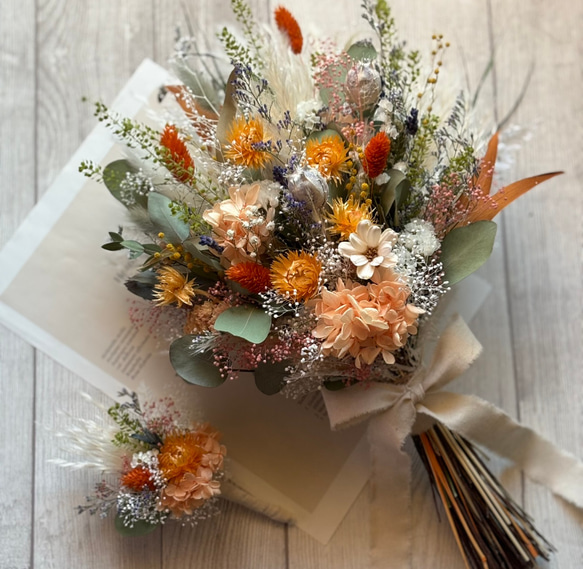 パンパスグラスと小花いっぱいのナチュラルブーケ　 18枚目の画像