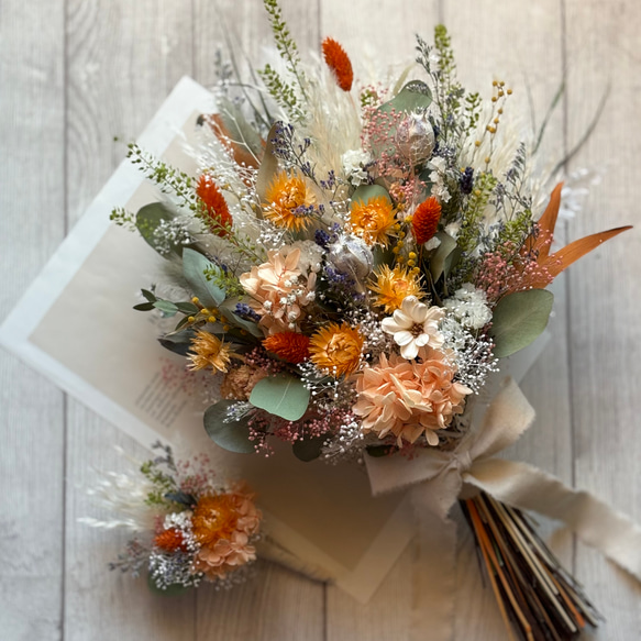 パンパスグラスと小花いっぱいのナチュラルブーケ　 12枚目の画像