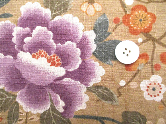 サザンクロス　流水地霞花文様　濃いベージュ　1500-67 4枚目の画像