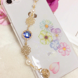 お花いっぱいのキーリングハンガー　（チェーン付きiPhoneケース）（iPhone7.8.第二世代SE） 5枚目の画像
