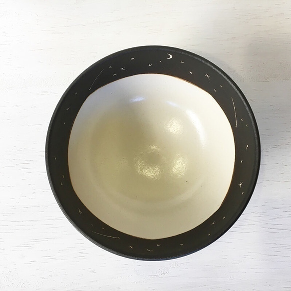 『受注生産』　星空のご飯茶碗(L) トルコマット釉　shin. pottery studio 簡易不織布ラッピング無料 3枚目の画像