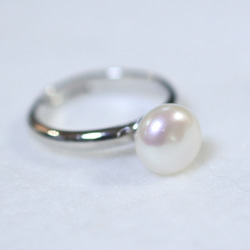 淡水珍珠戒指（銀色，一種尺寸適合所有人） 第3張的照片