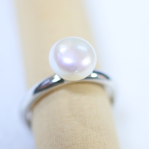 淡水珍珠戒指（銀色，一種尺寸適合所有人） 第1張的照片