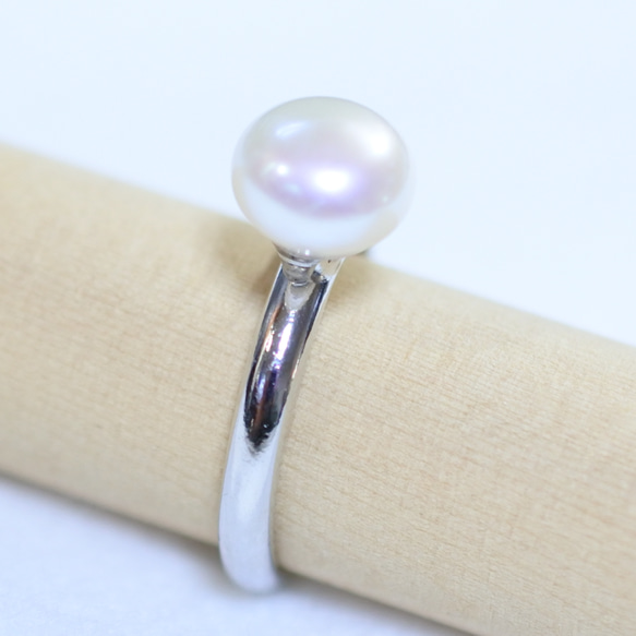 淡水珍珠戒指（銀色，一種尺寸適合所有人） 第2張的照片
