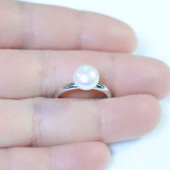淡水珍珠戒指（銀色，一種尺寸適合所有人） 第4張的照片