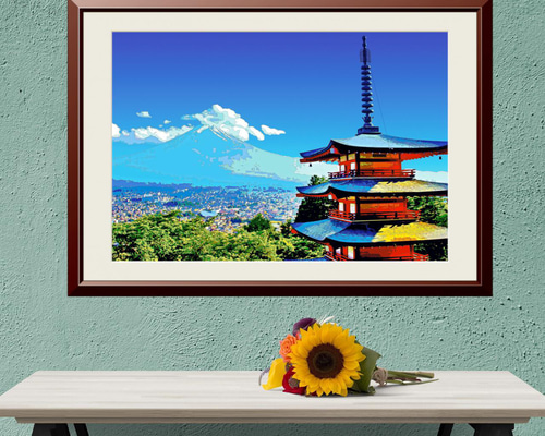 アートポスター】富士山と五重塔（作品No.291） 写真