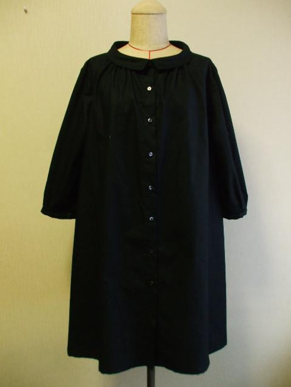 小さいショールカラーのチュニック丈ワンピース 着丈89cm M