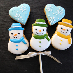 スノーマン　雪だるまのアイシングクッキー　※お好きなお色でお作りします!白砂糖不使用身体に優しい 3枚目の画像