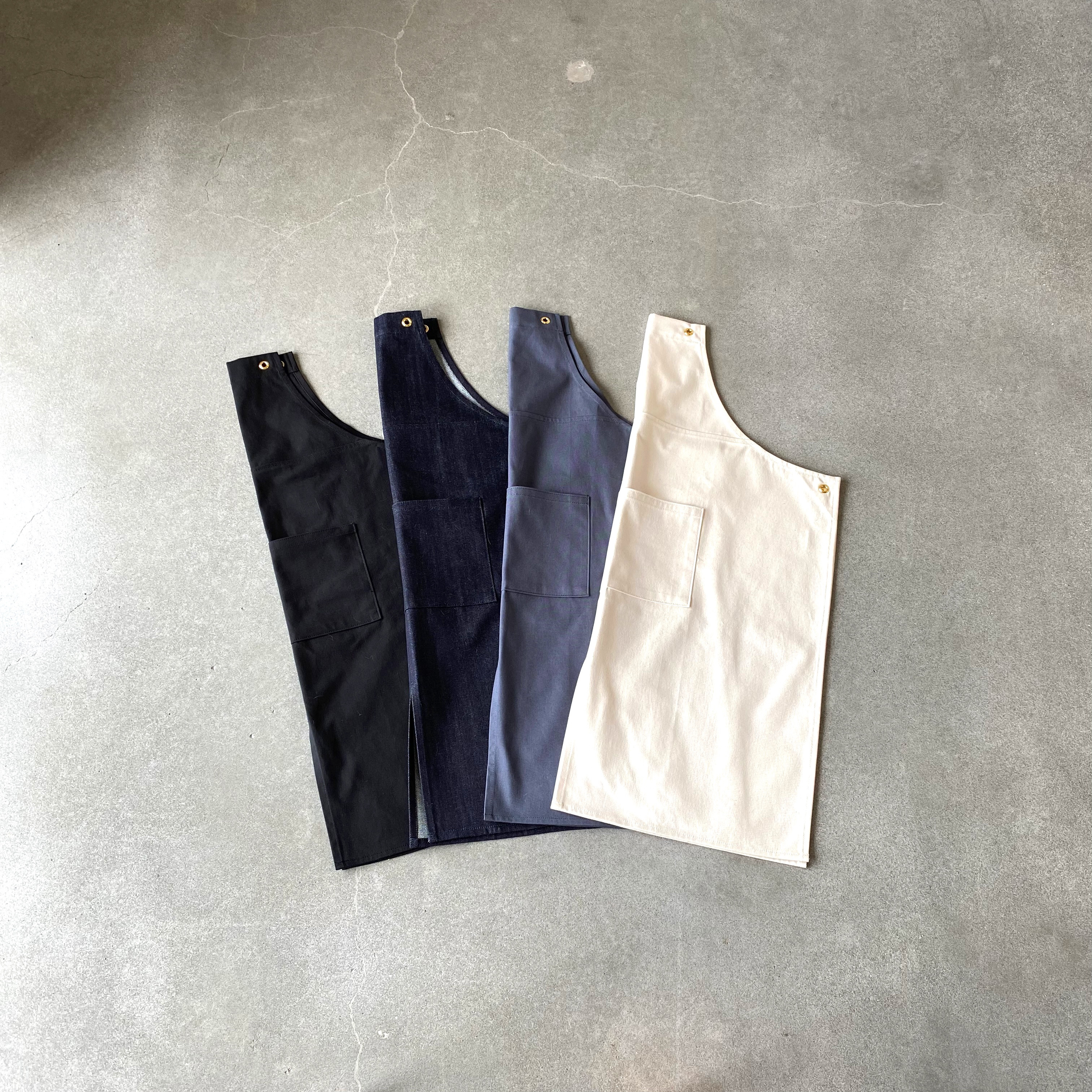 [エプロン単品] お洗濯中のバックアップとして！！キナリ・国産デニム・チャコールグレー・ブラックデニム