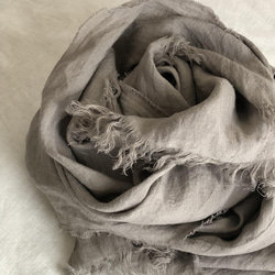 大判　ベルギーリネンストール　グレーベージュ　200×115 長さ延長可 2枚目の画像