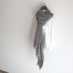 大判　ベルギーリネンストール　グレーベージュ　200×115 長さ延長可 5枚目の画像