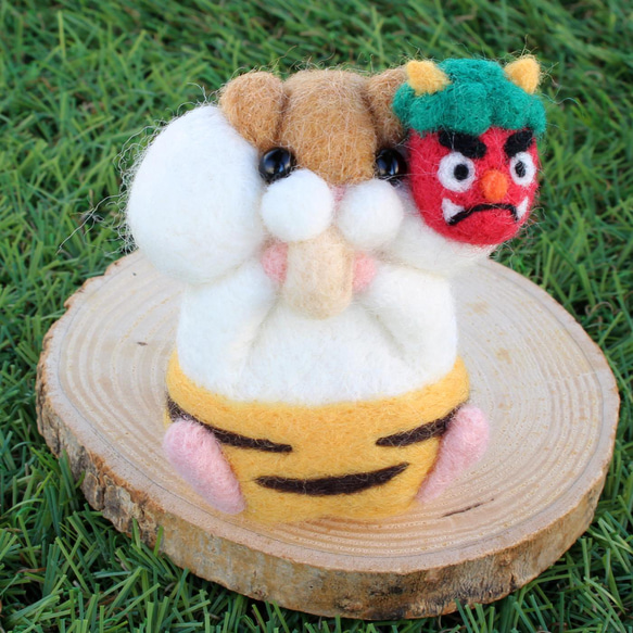 節分！ハムスター【鬼のお面/ゴールデン】 羊毛フェルト Yuto